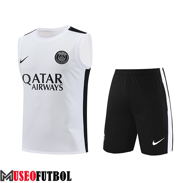 Camiseta Entrenamiento sin mangas + Cortos PSG Blanco 2023/2024 -03