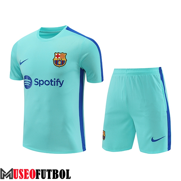 Camiseta Entrenamiento + Cortos FC Barcelona Azul Claro 2023/2024 -03