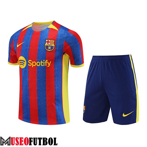 Camiseta Entrenamiento + Cortos FC Barcelona Rojo/Azul 2023/2024 -02