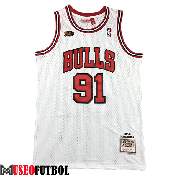 Camisetas De Futbol Chicago Bulls (RODMAN #91) 2023/24 Blanco/Rojo