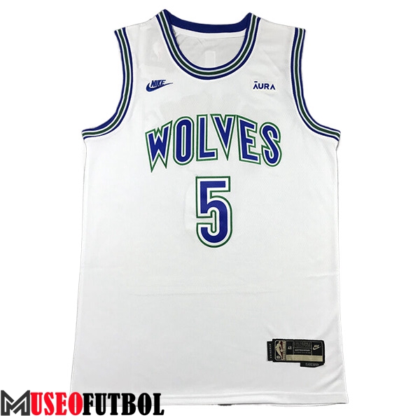 Camisetas De Futbol Minnesota Timberwolves (EDWARDS #5) 2023/24 Blanco/Azul