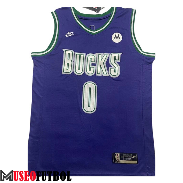 Camisetas De Futbol Milwaukee Bucks (LILLARD #0) 2023/24 Violeta/Blanco