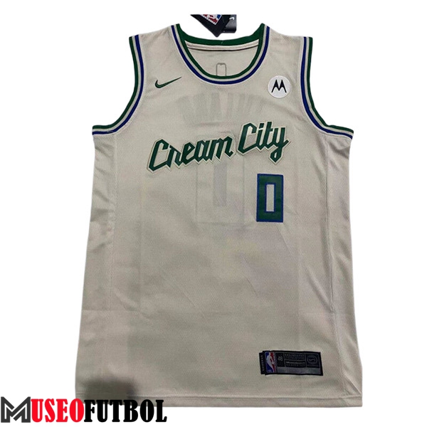 Camisetas De Futbol Milwaukee Bucks (LILLARD #0) 2023/24 Beige/Verde