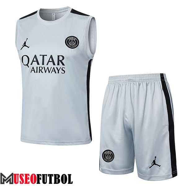 Camiseta Entrenamiento sin mangas + Cortos Jordan PSG Blanco/Negro 2024/2025