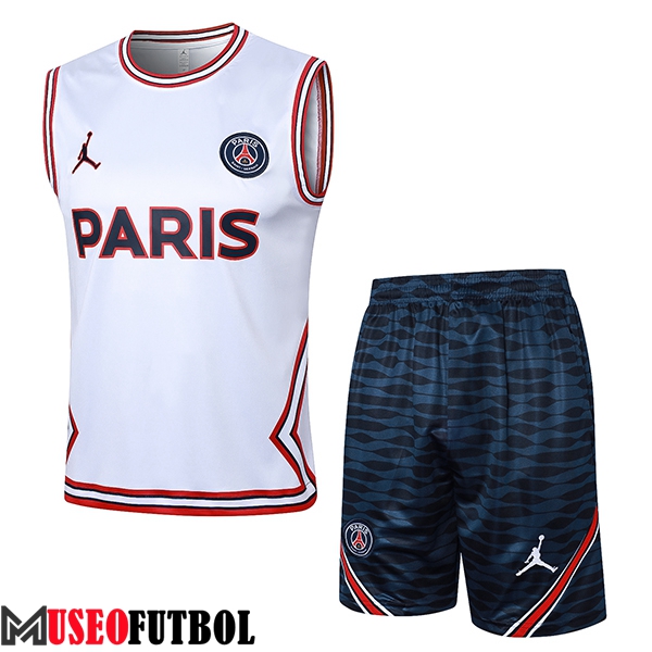 Camiseta Entrenamiento sin mangas + Cortos Jordan PSG Blanco/Rojo 2024/2025