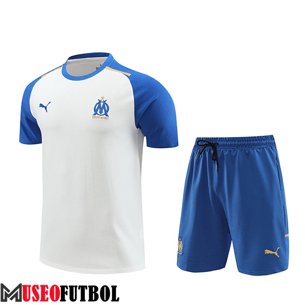 Camiseta Entrenamiento + Cortos Marsella Blanco/Azul 2024/2025