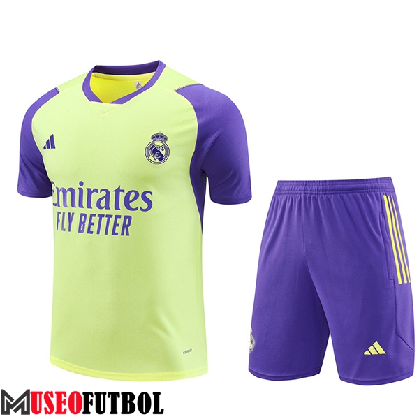 Camiseta Entrenamiento + Cortos Real Madrid Amarillo/Violeta 2024/2025