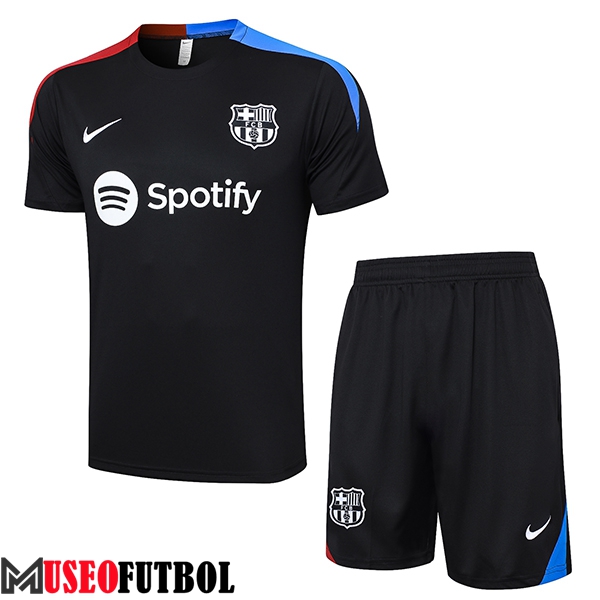 Camiseta Entrenamiento + Cortos FC Barcelona Negro/Azul/Rojo 2024/2025