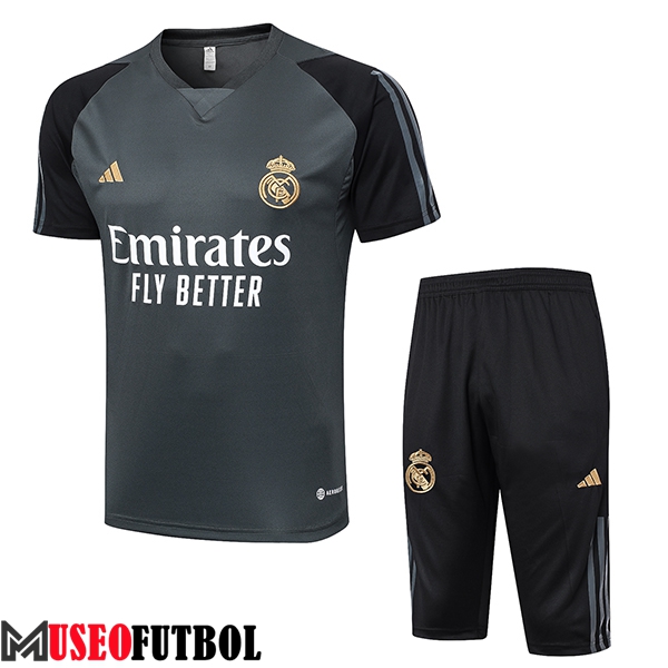 Camiseta Entrenamiento + Cortos Real Madrid Gris/Negro 2024/2025