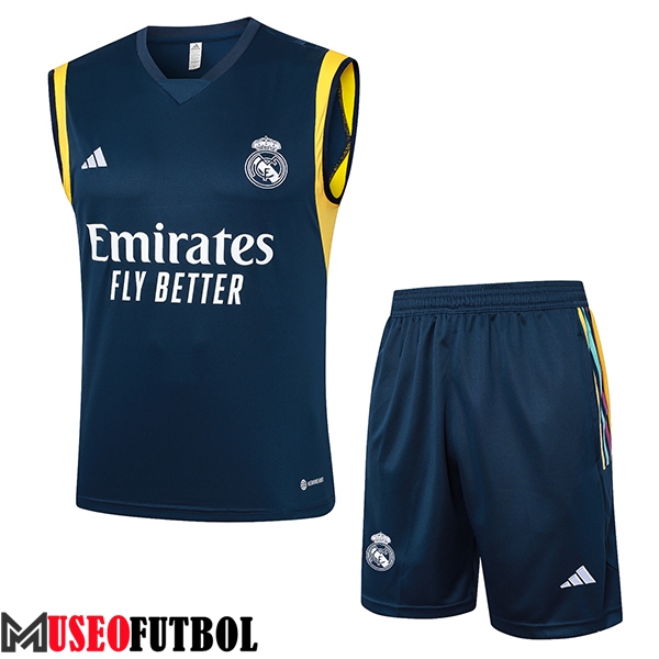 Camiseta Entrenamiento sin mangas + Cortos Real Madrid Azul/Amarillo 2024/2025