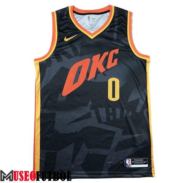 Camisetas Oklahoma City Thunder (WESTBROOK #0) 2024/25 Negro/Rojo/Amarillo