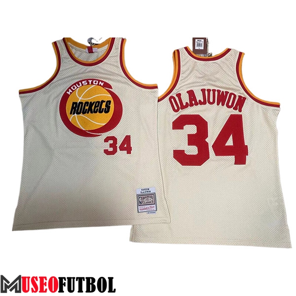 Camisetas Houston Rockets (OLAJUWON #34) 2024/25 Blanco/Rojo/Amarillo