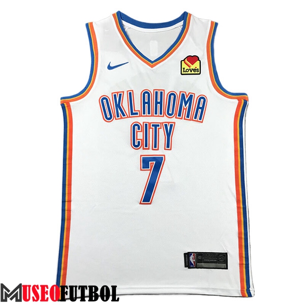 Camisetas Oklahoma City Thunder (HOLMGREN #7) 2024/25 Blanco/Azul/Naranja