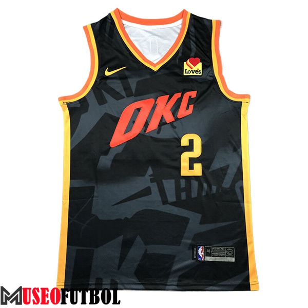 Camisetas Oklahoma City Thunder (GILGEOUS-ALEXANDER #2) 2024/25 Negro/Gris/Amarillo/Naranja