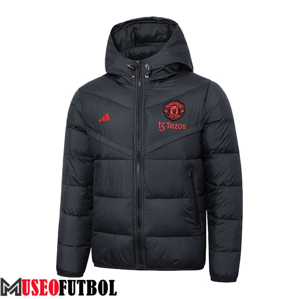 Nueva Plumas Con Capucha Manchester United Negro 2024/2025