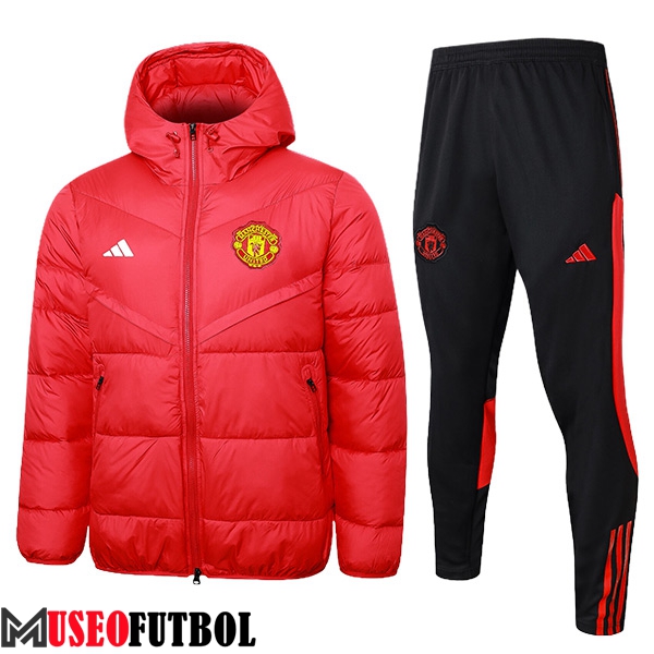 Chandal Plumas Con Capucha Manchester United Rojo 2024/2025