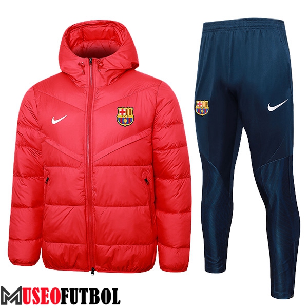 Chandal Plumas Con Capucha FC Barcelona Rojo 2024/2025