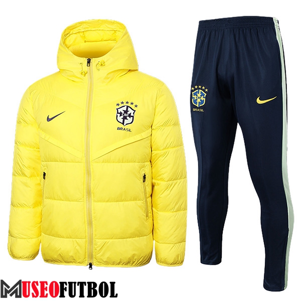 Chandal Plumas Con Capucha Brasil Amarillo 2024/2025