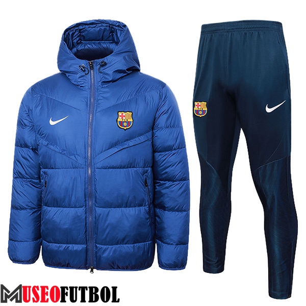 Chandal Plumas Con Capucha FC Barcelona Azul 2024/2025