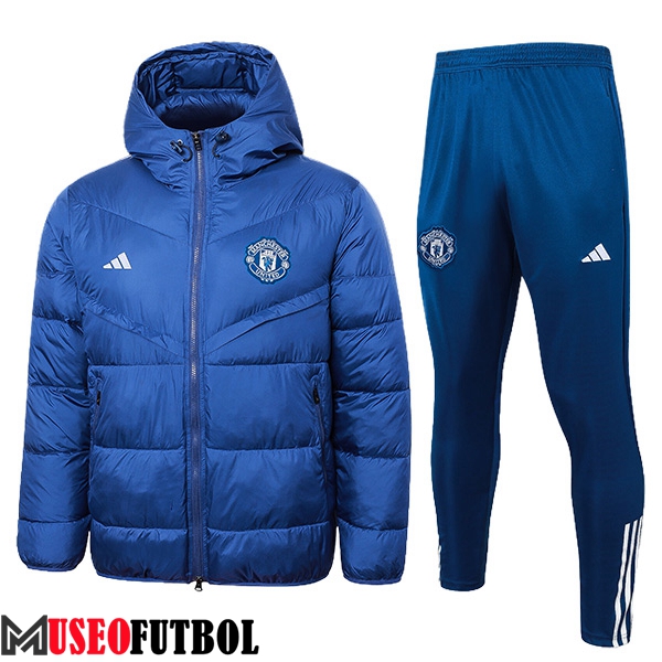 Chandal Plumas Con Capucha Manchester United Azul 2024/2025