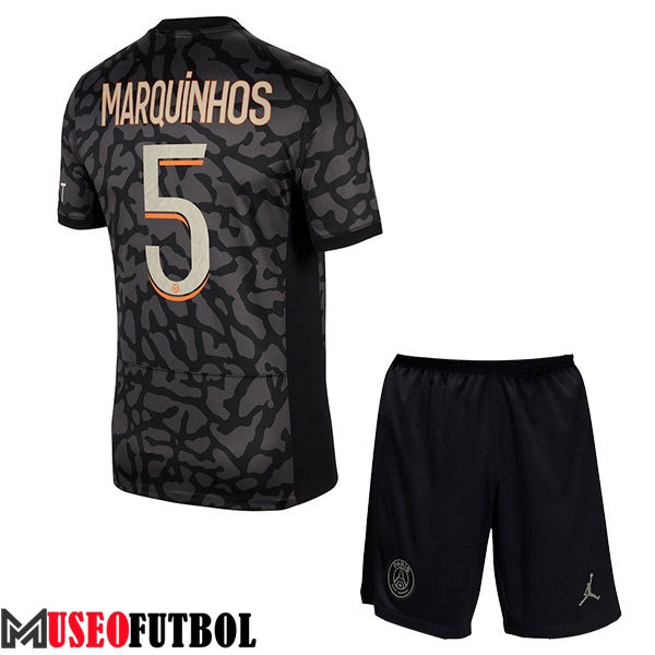 Camisetas De Futbol PSG (MARQUINHOS #5) Ninos 2023/2024 Tercera