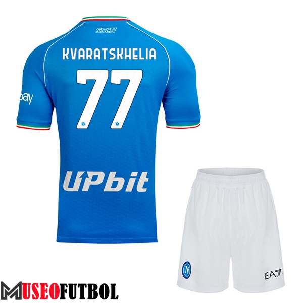 Camisetas De Futbol SSC Napoli (KVARATSKHELIA #77) Ninos 2023/2024 Primera