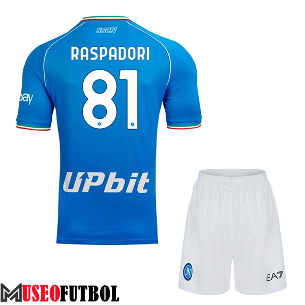 Camisetas De Futbol SSC Napoli (RASPADORI #81) Ninos 2023/2024 Primera