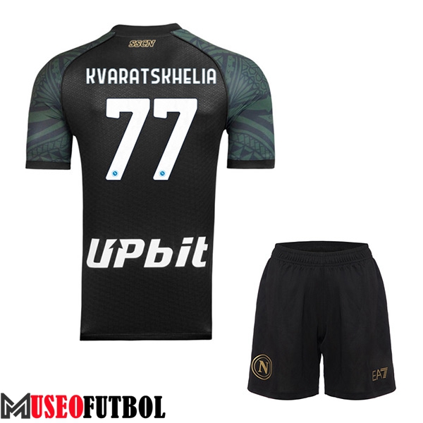 Camisetas De Futbol SSC Napoli (KVARATSKHELIA #77) Ninos 2023/2024 Tercera