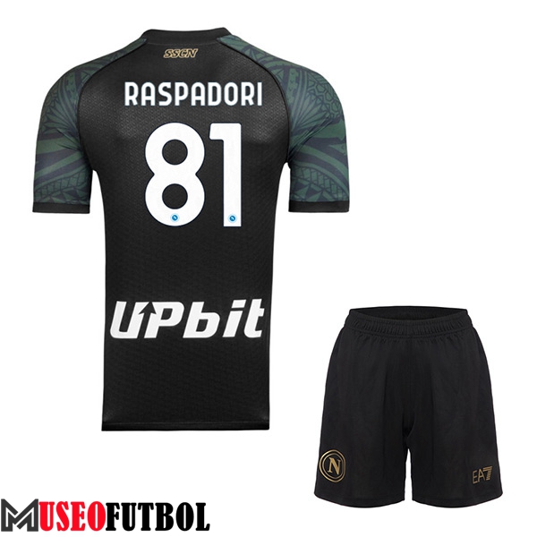 Camisetas De Futbol SSC Napoli (RASPADORI #81) Ninos 2023/2024 Tercera