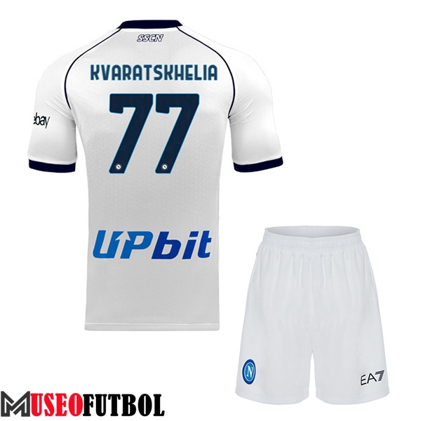 Camisetas De Futbol SSC Napoli (KVARATSKHELIA #77) Ninos 2023/2024 Segunda