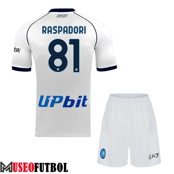 Camisetas De Futbol SSC Napoli (RASPADORI #81) Ninos 2023/2024 Segunda