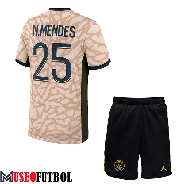 Camisetas De Futbol PSG (N.MENDES #25) Ninos 2023/2024 Fourth