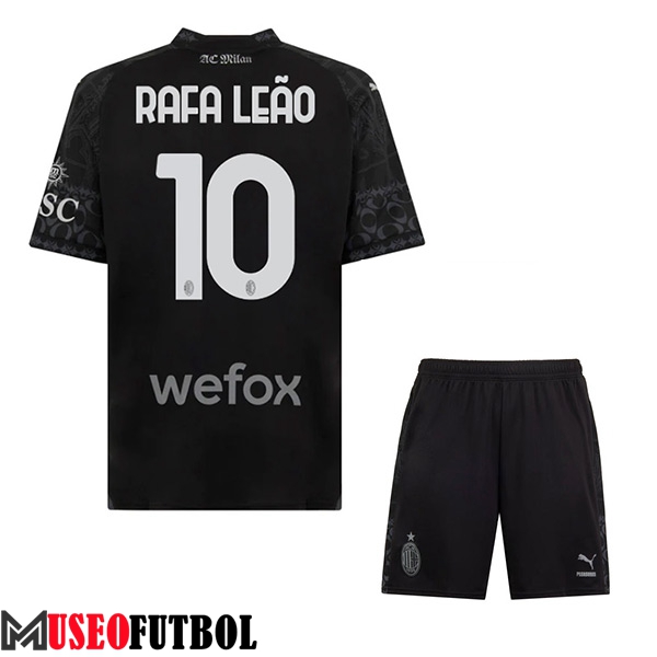 Camisetas De Futbol AC Milan (RAFAEL LEÃO #10) Ninos 2023/2024 Fourth Negro