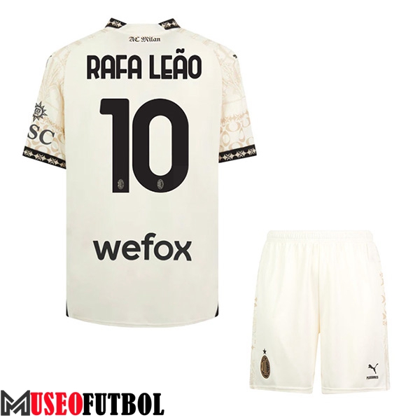 Camisetas De Futbol AC Milan (RAFAEL LEÃO #10) Ninos 2023/2024 Fourth Blanco