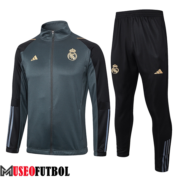 Chandal Equipos De Futbol Chaquetas Real Madrid Gris/Negro 2024/2025