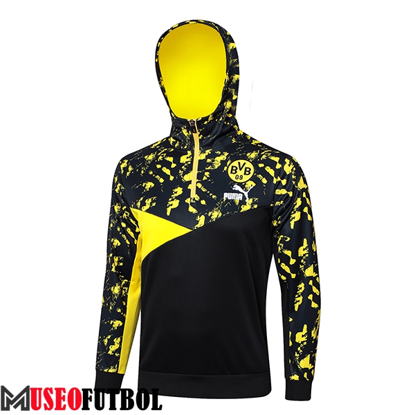 Sudadera De Entrenamiento Capucha Dortmund Negro/Amarillo 2024/2025