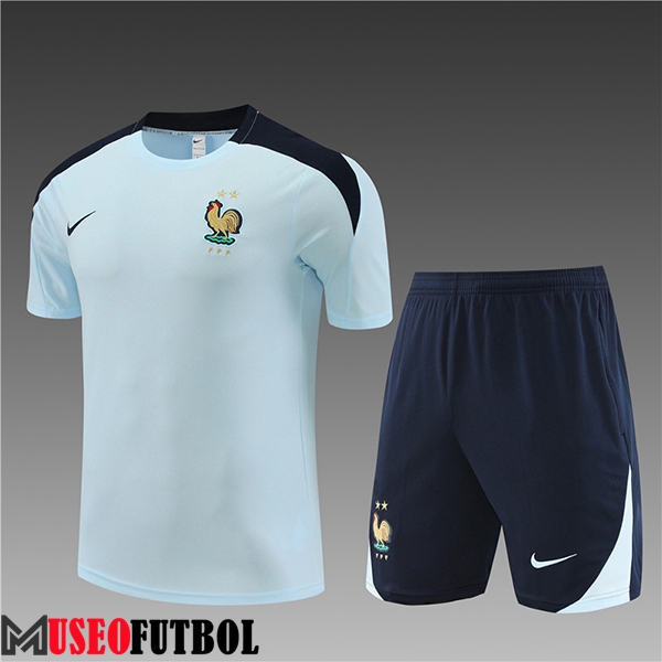 Camiseta Entrenamiento + Cortos Francia Ninos Azul Claro 2023/2024