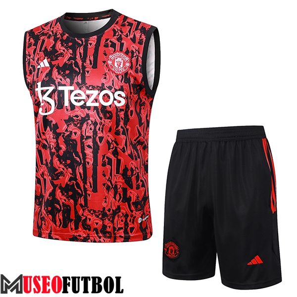 Camiseta Entrenamiento sin mangas + Cortos Manchester United Rojo/Negro 2024/2025