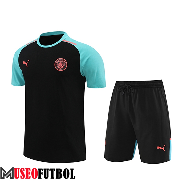 Camiseta Entrenamiento + Cortos Manchester City Negro/Azul 2024/2025