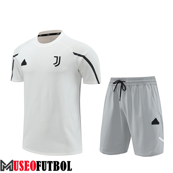 Camiseta Entrenamiento + Cortos Juventus Blanco/Negro/Gris 2024/2025