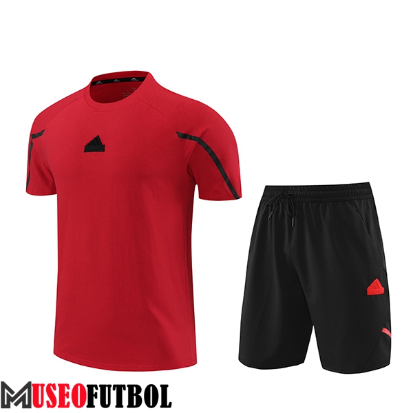 Camiseta Entrenamiento + Cortos Adidas Rojo/Negro 2024/2025