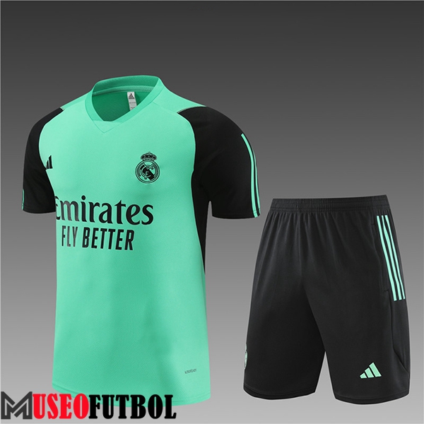 Camiseta Entrenamiento + Cortos Real Madrid Ninos Verde/Negro 2024/2025