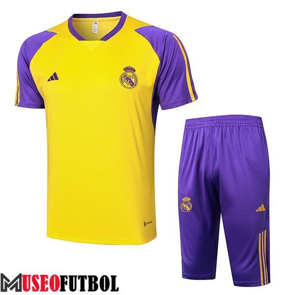 Camiseta Entrenamiento + Cortos Real Madrid Amarillo/Violeta 2024/2025