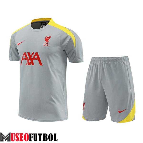 Camiseta Entrenamiento + Cortos FC Liverpool Gris/Rojo/Amarillo 2024/2025