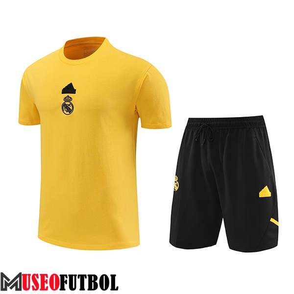 Camiseta Entrenamiento + Cortos Real Madrid Amarillo/Negro 2024/2025