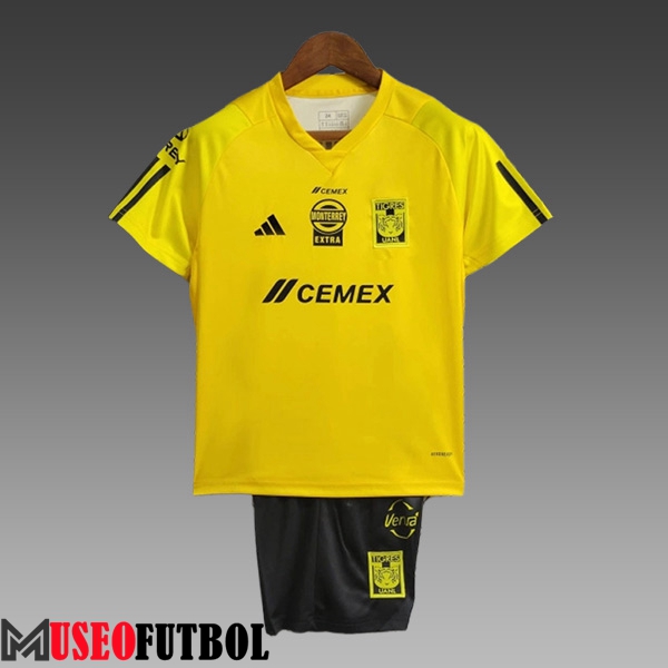 Camiseta Entrenamiento + Cortos Tigres UANL Ninos Amarillo/Negro 2024/2025