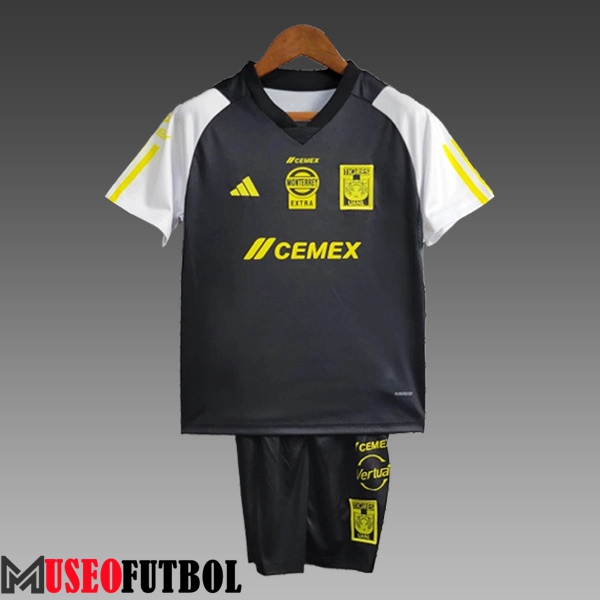 Camiseta Entrenamiento + Cortos Tigres UANL Ninos Negro/Amarillo 2024/2025