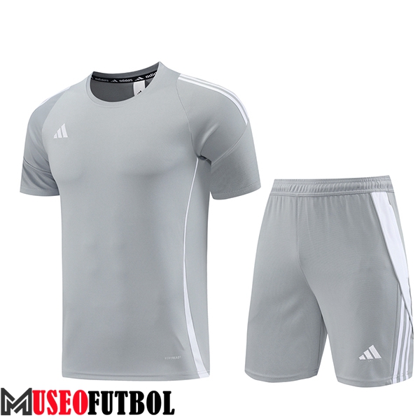 Camiseta Entrenamiento + Cortos Adidas Gris/Blanco 2024/2025