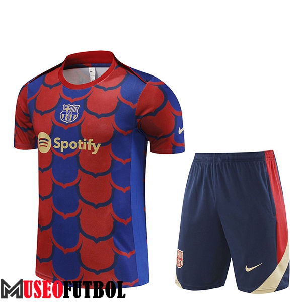 Camiseta Entrenamiento + Cortos FC Barcelona Rojo/Azul 2024/2025