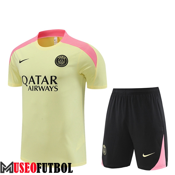 Camiseta Entrenamiento + Cortos PSG Amarillo/Rosa/Negro 2024/2025